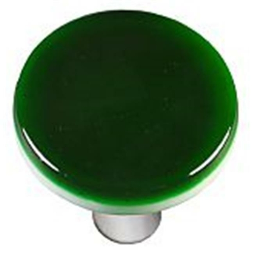 Hot Knobs HK1023-KRA Kelly Green Round Glass Cabinet Knob - Aluminum P