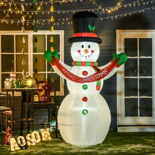 HOMCOM Inflatable Snowman Christmas Yard Outdoor Decoration with