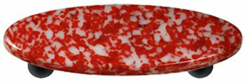 Hot Knobs HK8050-POB Granite Red & White Oval Glass Cabinet Pull - Bla