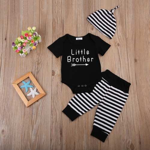 3 Pcs Newborn Baby Kids Girl Boy Letters Outfit