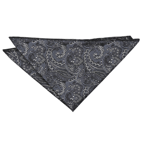 Royal Paisley Handkerchief - Black & Silver