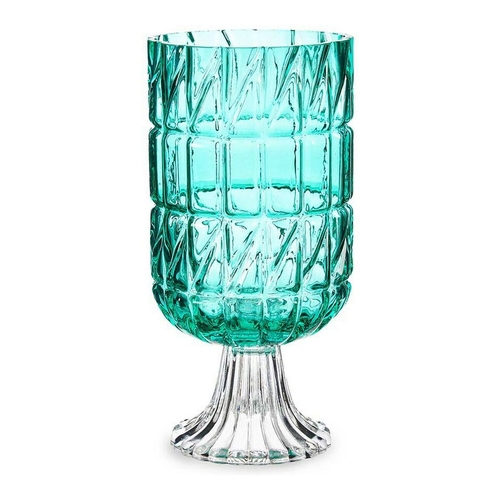 Vase Engraving Crystal Turquoise (13 x 26,5 x 13 cm)