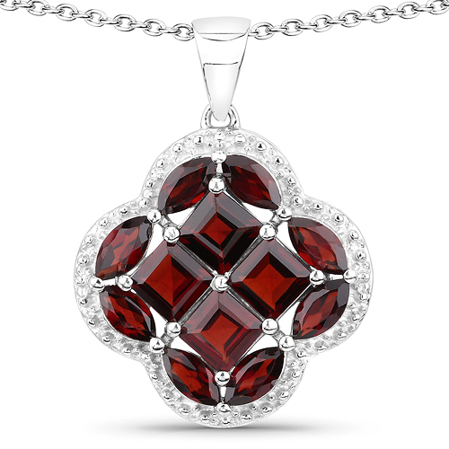 6.88 Carat Genuine Garnet .925 Sterling Silver Pendant