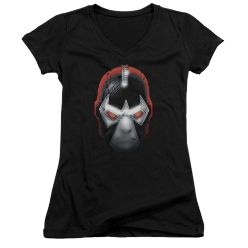 Trevco Batman-Bane Head - Junior V-Neck Tee - Black- Large