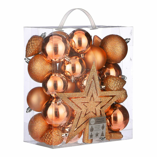 Christmas Baubles Orange 40 Pieces