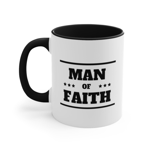Two-tone Accent Ceramic Mug 11oz - Man of Faith Illustration