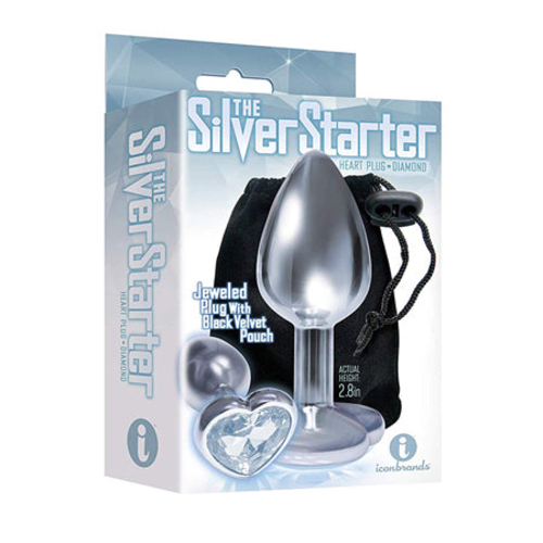 The 9's, The Silver Starter, Bejeweled Heart Stainless Steel Plug,