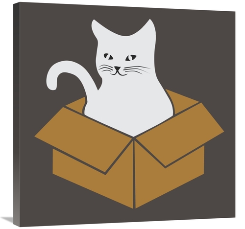 Global Gallery GCS-458109-3030-142 30 x 30 in. Cat in a Box - Gray Art