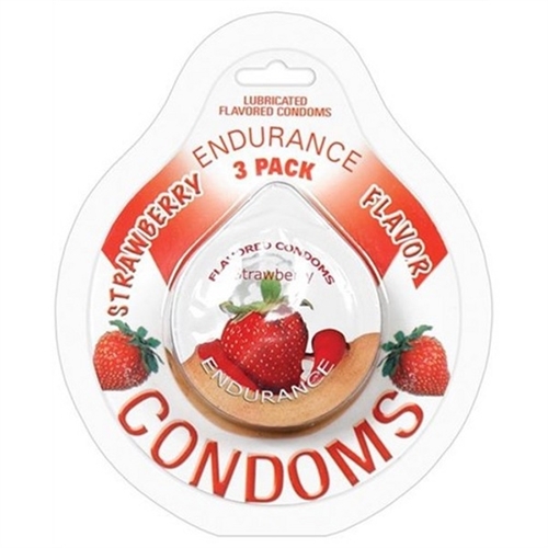 Endurance Condoms - Strawberry - 3 Pack