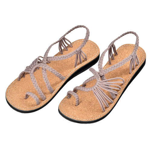 Markerandhands Handwoven Rope Flat Sandals For Women Tour Beige Cork