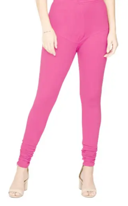 V-Cut Dori Churidar Length Cotton Lycra Stretchable Legging (Pink)