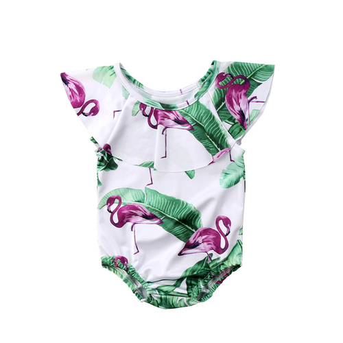 Toddler Kids Baby Girls Flamingo Flower Ruffle One