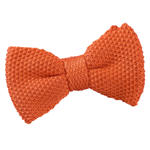 Plain Knitted Pre-Tied Bow Tie - Boys - Burnt Orange