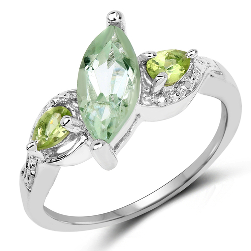 1.32 Carat Genuine Green Amethyst and Peridot .925 Sterling Silver