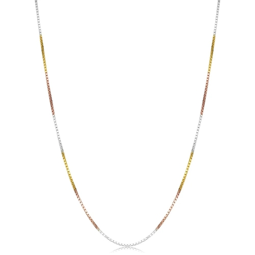 925 Sterling Silver Tri Color Box Chain 16"-24" 