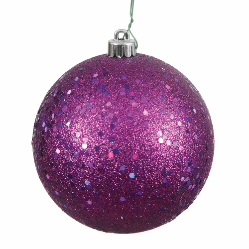 Vickerman N592026DQ Plum Sequin Drilled Cap Ball Ornament, 8 in.