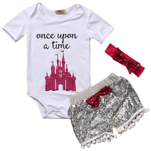 3PCS Baby Girls Set Clothing CRIB HAIR Letter