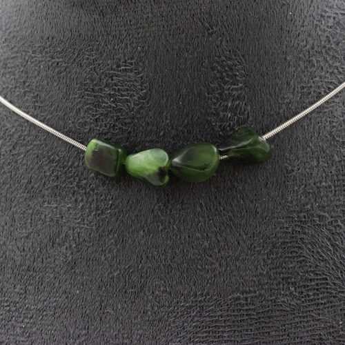 Nephrite Jade from Siberia (Russia) 4 beads necklace.