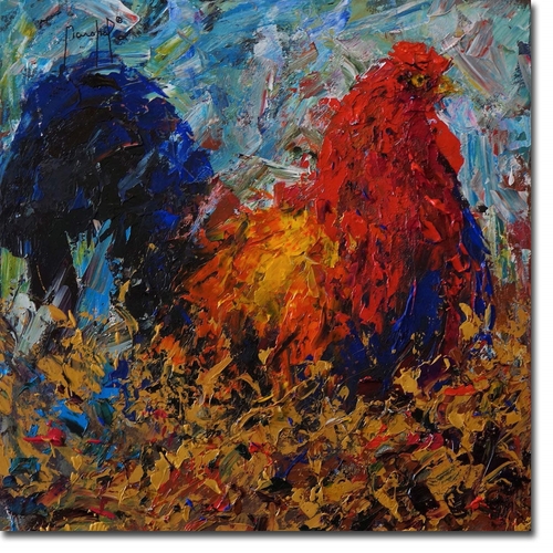 Artistic Home Gallery 30304787TG Rooster by Joseph Marshal Premium Gal
