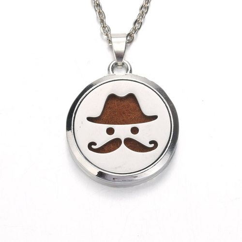 Silver lovely Moustache Aroma Diffuser Necklace