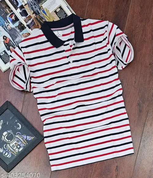 MEN HALF SLEEVE ROUND NECK STRIPPED TSHIRT