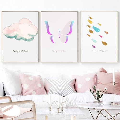 Fish Butterfly Cloud Wall Art Print Canvas