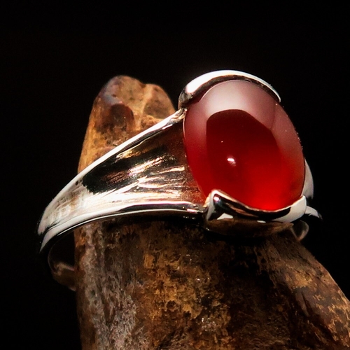 Orange Carnelian Ring, Sterling Silver Ring, Solitaire Ring, orange