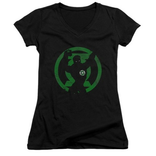 Dc-Gl Symbol Knockout Junior V-Neck Tee, Black - XL