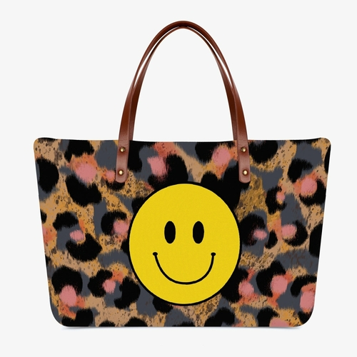 Jacki Easlick Leopard Happy Face Diving Cloth Tote