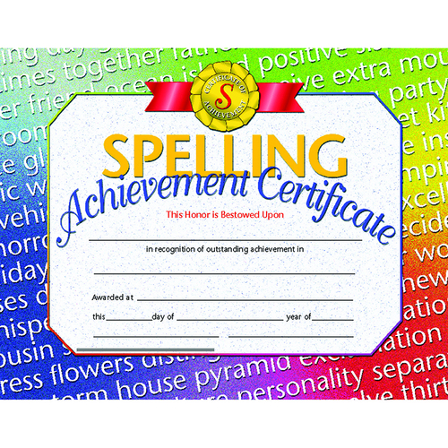 Flipside H-VA676-3 Hayes Spelling Achievement Certificates Inkjet Lase