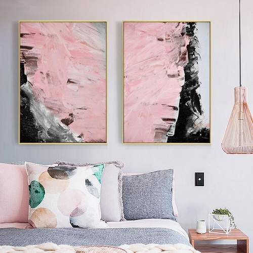 Pink and Black Poster Abstract Art Print