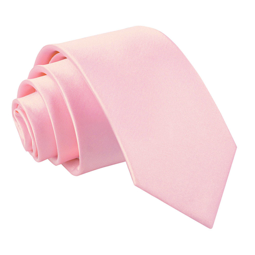 Plain Satin Slim Tie - Baby Pink