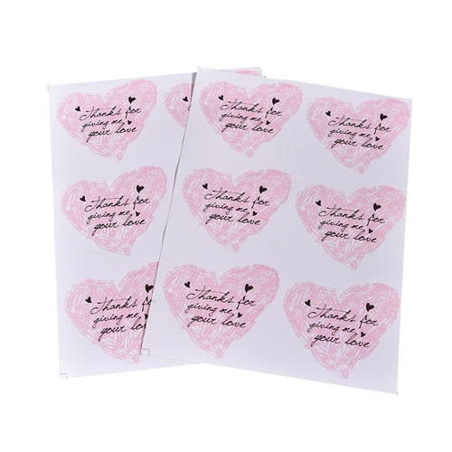 2sheets/12pcs Sticker Labels Pink Heart shaped For