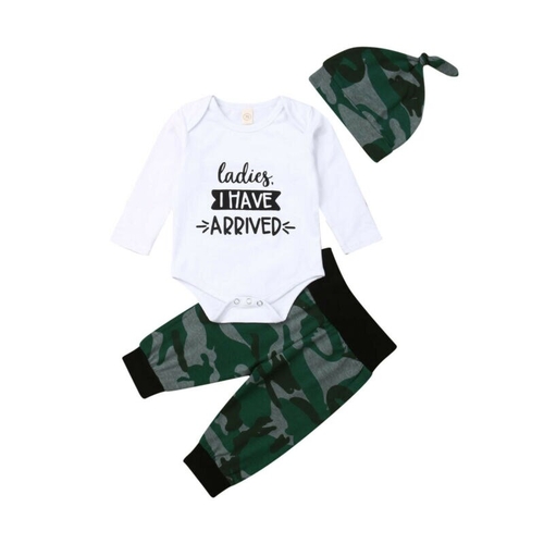 Newborn Kids Baby Boy Tops Romper Camo Long Pants