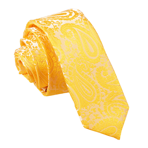 Paisley Skinny Tie - Gold