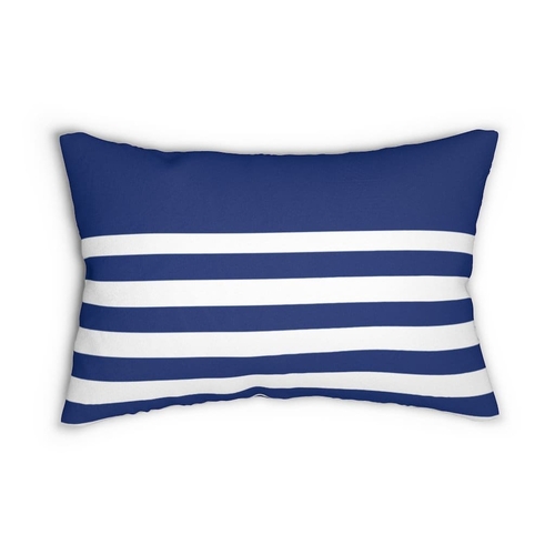 Decorative Lumbar Throw Pillow - Blue and White Striped Pattern