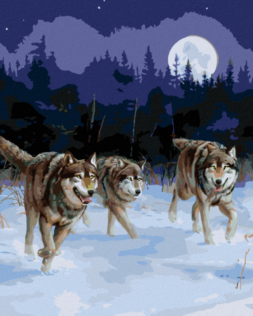 Zuty - Paint by Numbers â€“ WOLVES ON THE RUN UNDER THE FULL MOON