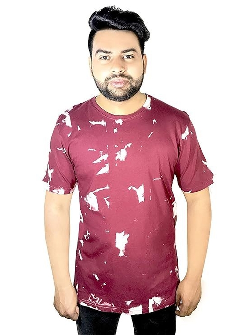 MEN' S Acid Wash Scrunch Navy TSHIRT (Size-S) (Color-MAROON)