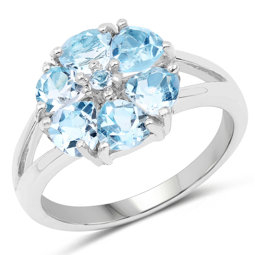 2.96 Carat Genuine Blue Topaz .925 Sterling Silver Ring