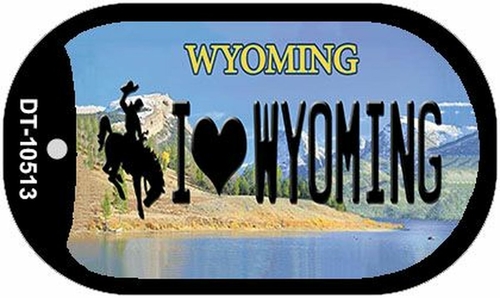 Main Smart Blonde DT-10513 1.5 x 2 in. I Love Wyoming Novelty Metal Dog Tag image