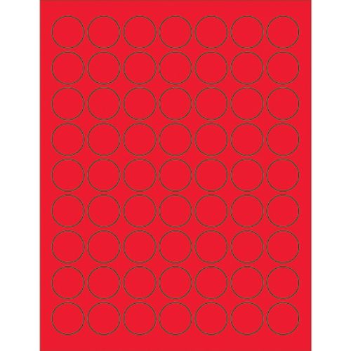 Box Partners LL191RD 1 in. Fluorescent Red Circle Laser Labels - Pack 