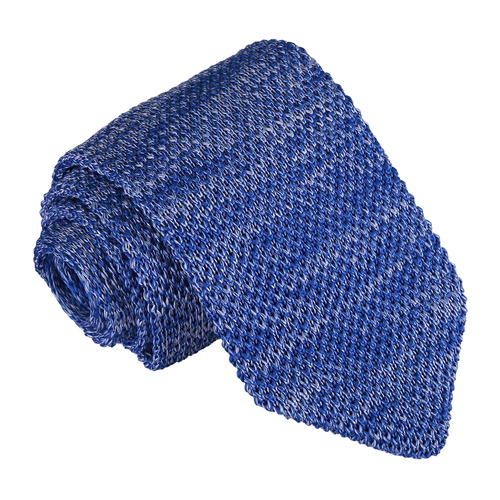 Melange Plain Speckled Knitted Slim Tie - Royal Blue