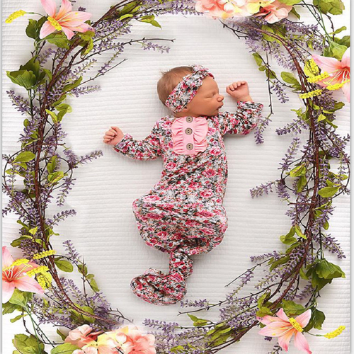 Newborn Infant Baby Boys Girls Floral Botton