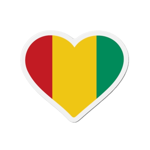 Aimant Coeur Drapeau de la Guinée en plusieurs tailles