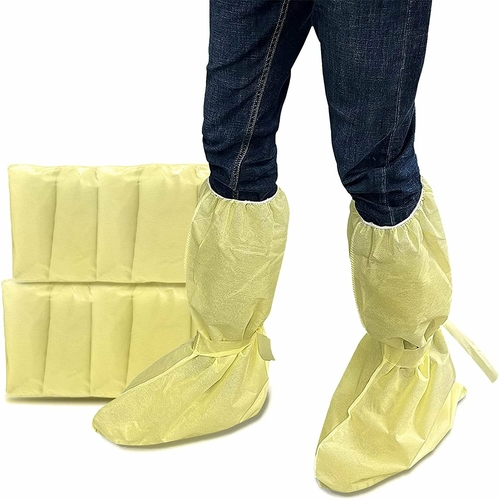 Disposable Boot Covers, 20.5 inches Tall. 10 Pairs of Thick Yellow