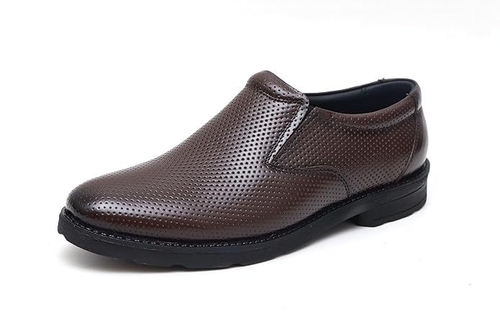 Men's Genuine Leather Slip On Formal Shoes (Size-UK-10 (Color-BROWN)