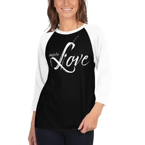 Womens Raglan Tee - Inspire Love Graphic Pullover Baseball Shirt