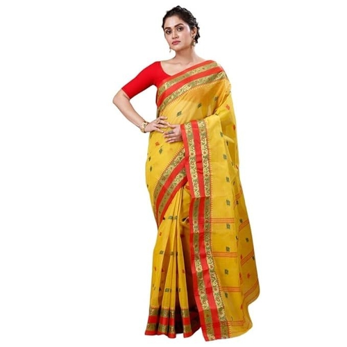 Women'S Tangail Pure Cotton Silk Border Traditional Bengal Handloom