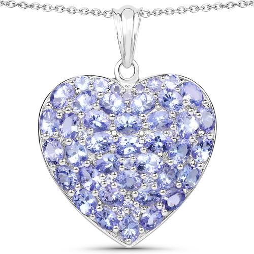 6.30 Carat Genuine Tanzanite .925 Sterling Silver Pendant