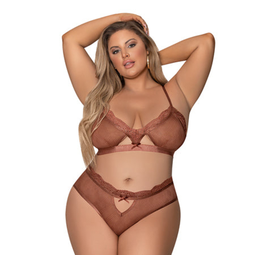 Magic Silk Caramel Kiss Bralette & G-String Panty Caramel Queen  Size